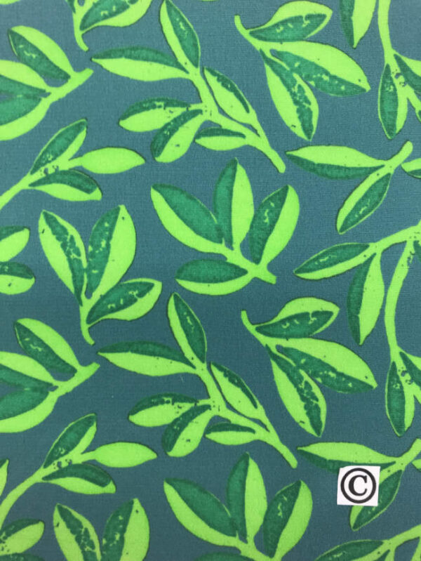 Silk crepe de chine, leaves / plants, green - Image 3